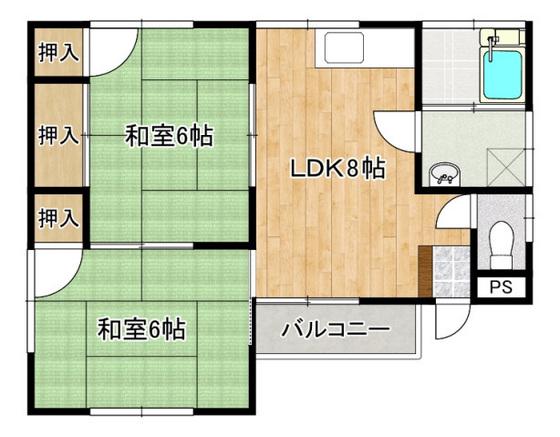 三宅第七アパート(2DK/2階)の間取り写真