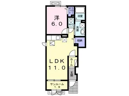 ヴェルディア(1LDK/1階)の間取り写真