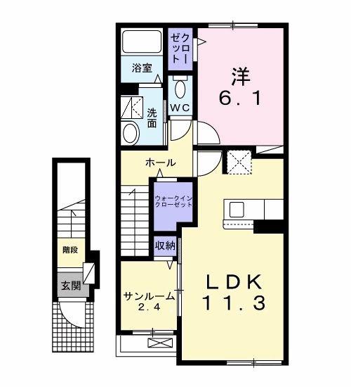 ソレイユ.F(1LDK/2階)の間取り写真