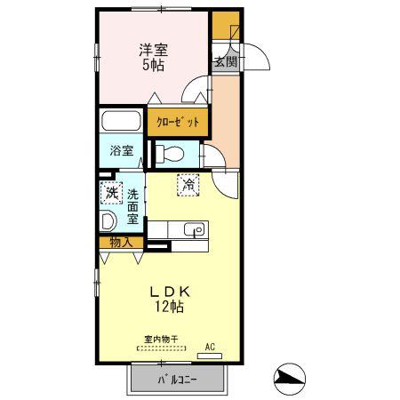 フラットウィステリア(1LDK/2階)の間取り写真