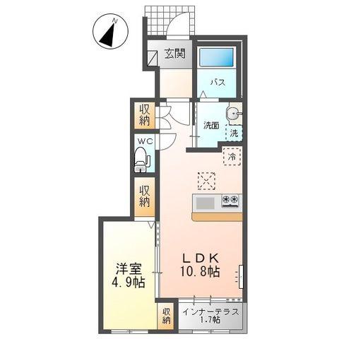 D・C スクエアIII(1LDK/1階)の間取り写真