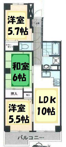 センチュリー武里(3LDK/3階)の間取り写真