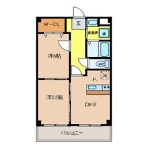アニヴェルセル(2DK/2階)の間取り写真