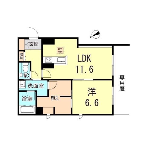 シャーメゾン アテリエ 甲子園(1LDK/1階)の間取り写真