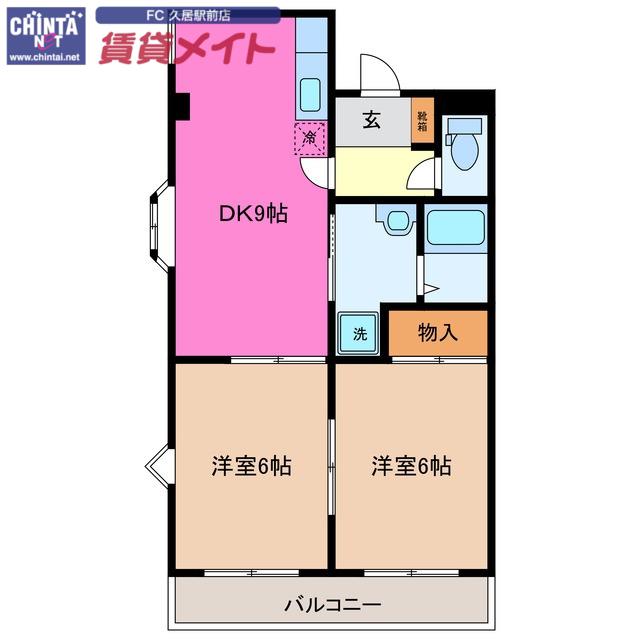 サニー藤水(2DK/3階)の間取り写真