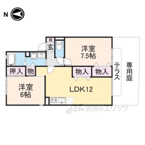 ラークハイムⅡ(2LDK/1階)の間取り写真