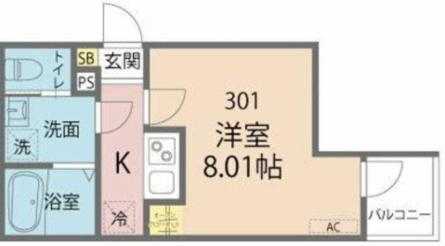 J-MAISON矢部I(1K/3階)の間取り写真