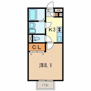 アムール ラフィネ(1K/1階)の間取り写真