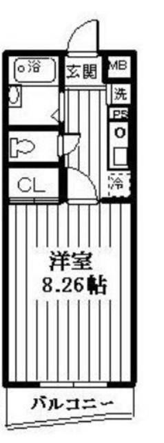 ロイヤルコート氷川台(1K/2階)の間取り写真