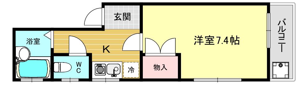 ツインズ(1K/2階)の間取り写真