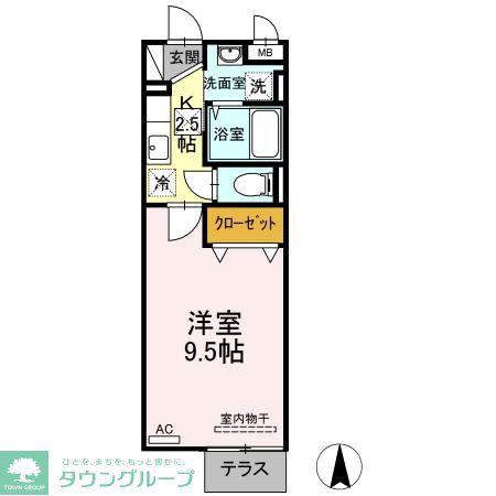 プランドール(1K/1階)の間取り写真