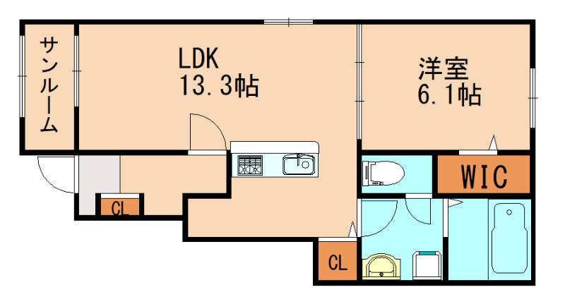 サステナ飯塚I(1LDK/1階)の間取り写真