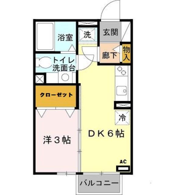 サンクレール志紀(1DK/2階)の間取り写真