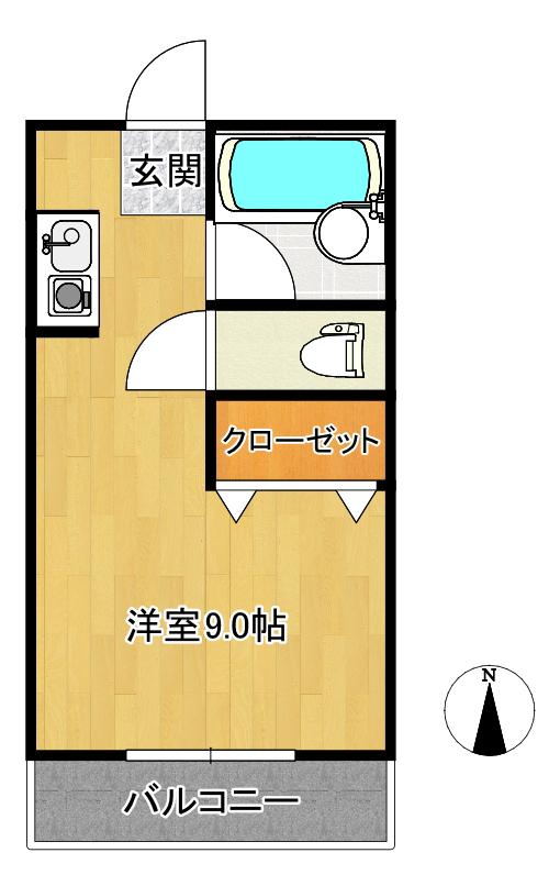 モンベル入明(ワンルーム/2階)の間取り写真