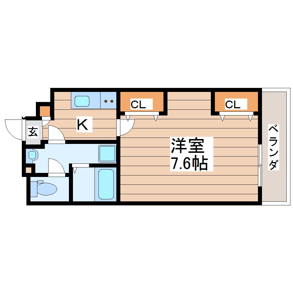 ブランフリーゼ(1K/2階)の間取り写真