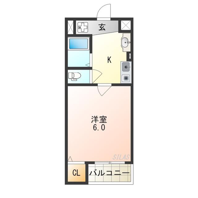 CLOVER住吉南(1K/2階)の間取り写真