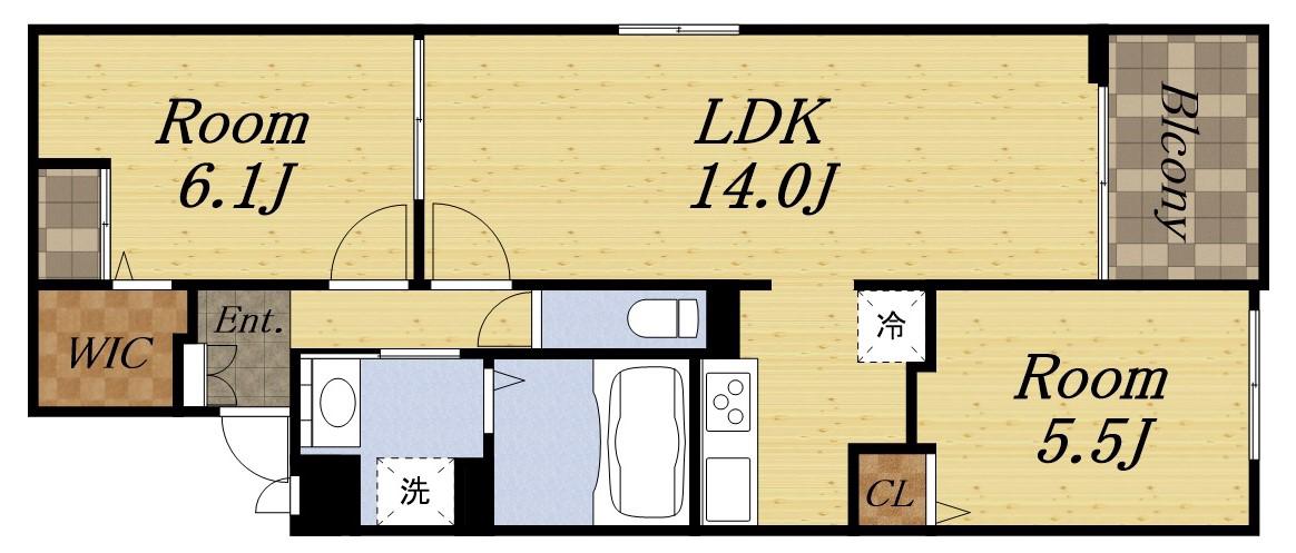 ミツボシヤマモトビレッジ(2LDK/1階)の間取り写真