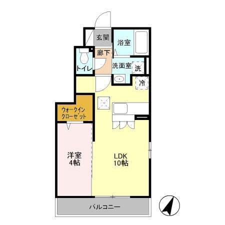 ティアラ新鎌(1LDK/1階)の間取り写真