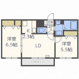 シーグリーン(2LDK/3階)の間取り写真