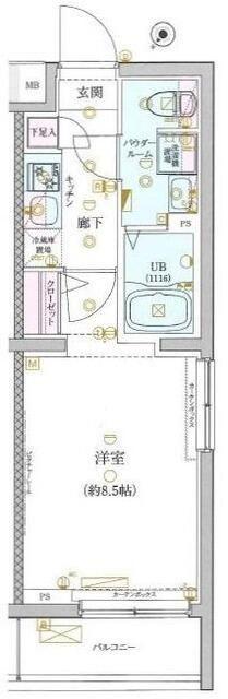 GENOVIA世田谷砧GREEN VEIL(1K/3階)の間取り写真