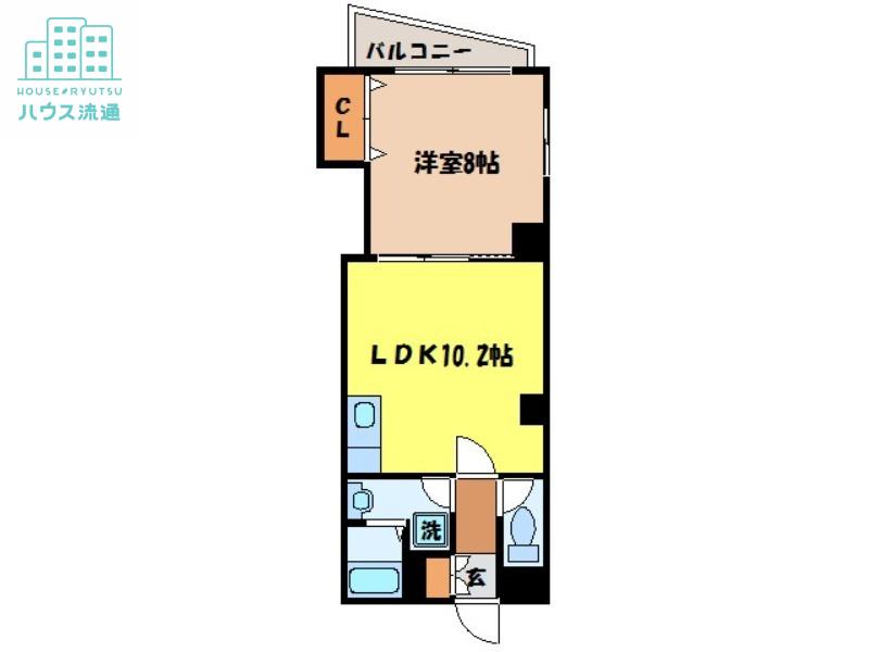 ドエル五島町(1LDK/12階)の間取り写真