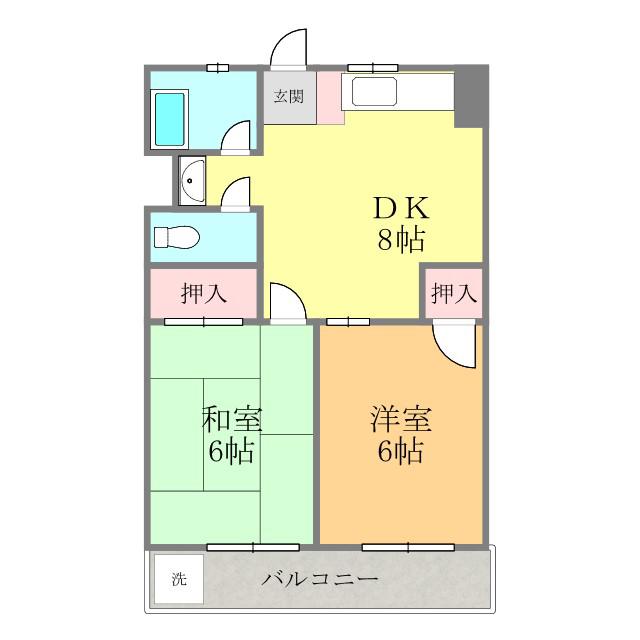 寿レジデンス(2DK/2階)の間取り写真