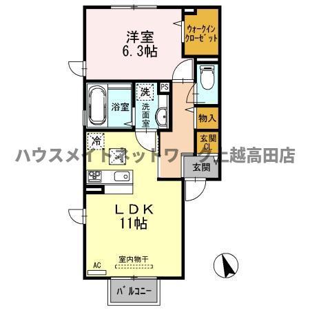 インサイドモート(1LDK/1階)の間取り写真