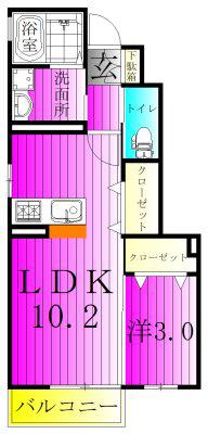 アルカンシェル(1LDK/1階)の間取り写真