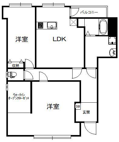 マイコーポ愛宕(2LDK/3階)の間取り写真