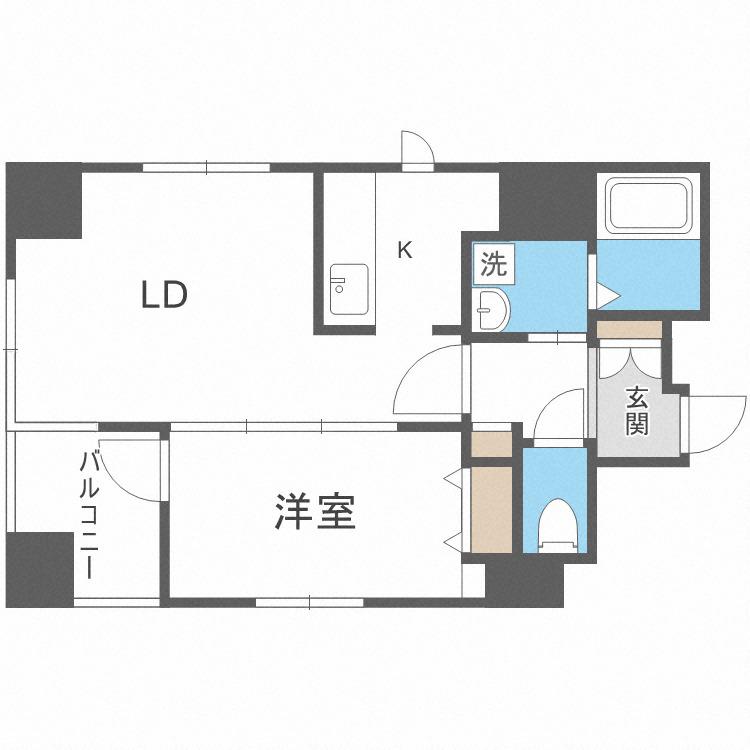 グランヴィア大通(1LDK/6階)の間取り写真