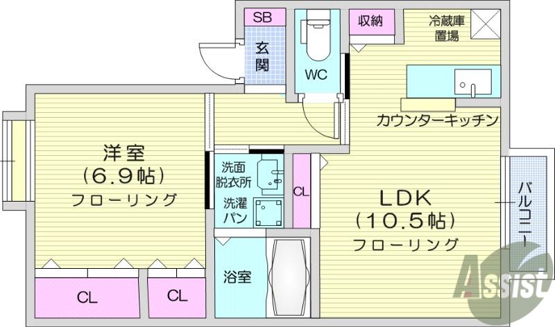 ウェルネス ハギ(1LDK/1階)の間取り写真