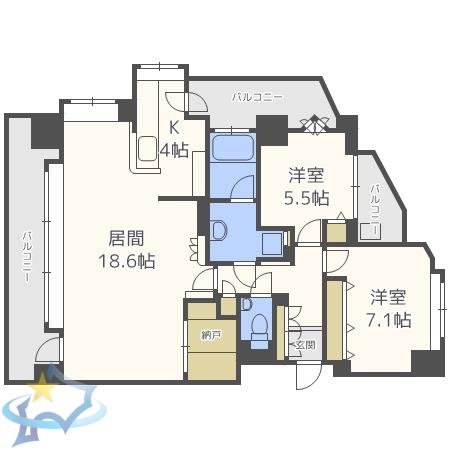 西28丁目シティハウス(2LDK/8階)の間取り写真