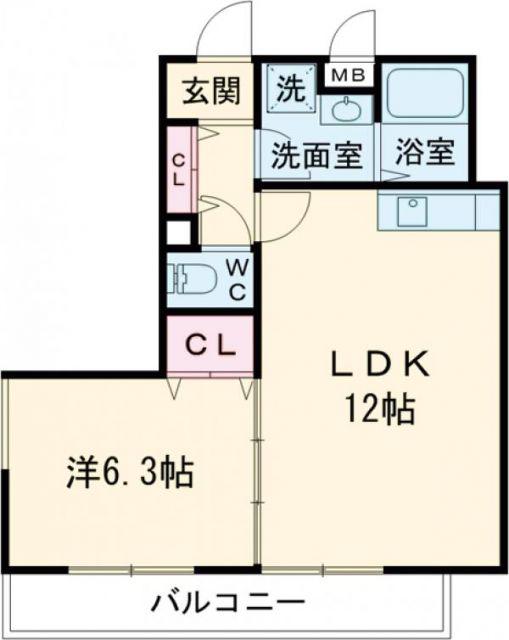 クリエオーレ石原町(1LDK/2階)の間取り写真