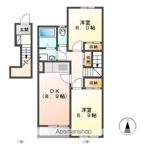 CASA I(2DK/2階)の間取り写真