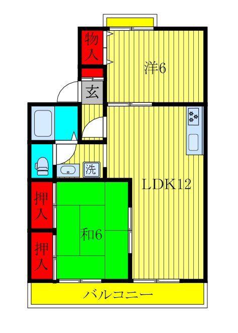 カーサみつわ台H(2LDK/2階)の間取り写真