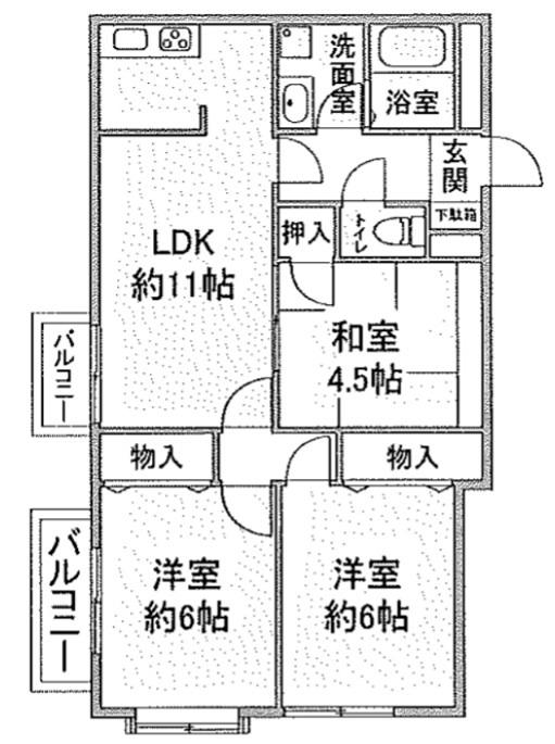 コートグランディア一ツ家(3LDK/4階)の間取り写真
