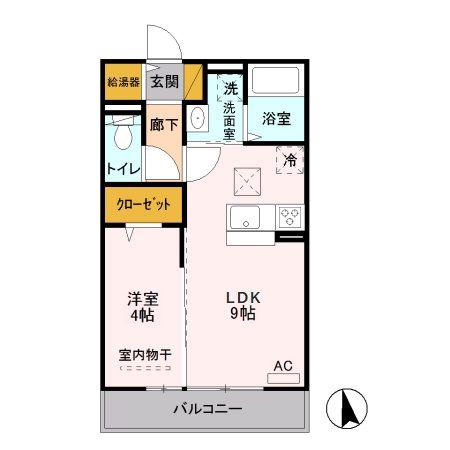 グランディール石橋(1LDK/1階)の間取り写真