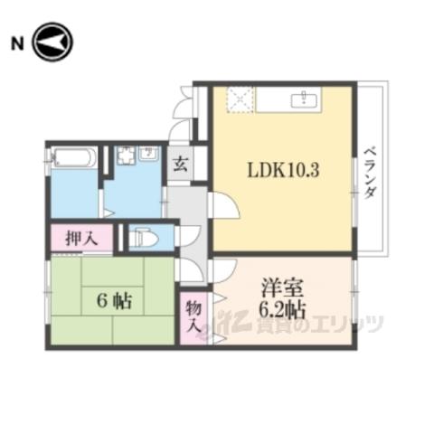 セジュールN-Ⅱ(2LDK/2階)の間取り写真