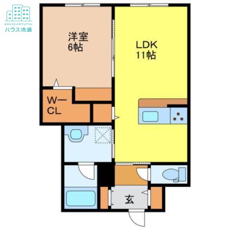 ALSTROMERIA(1LDK/1階)の間取り写真