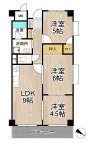 久光マンション(3LDK/4階)の間取り写真