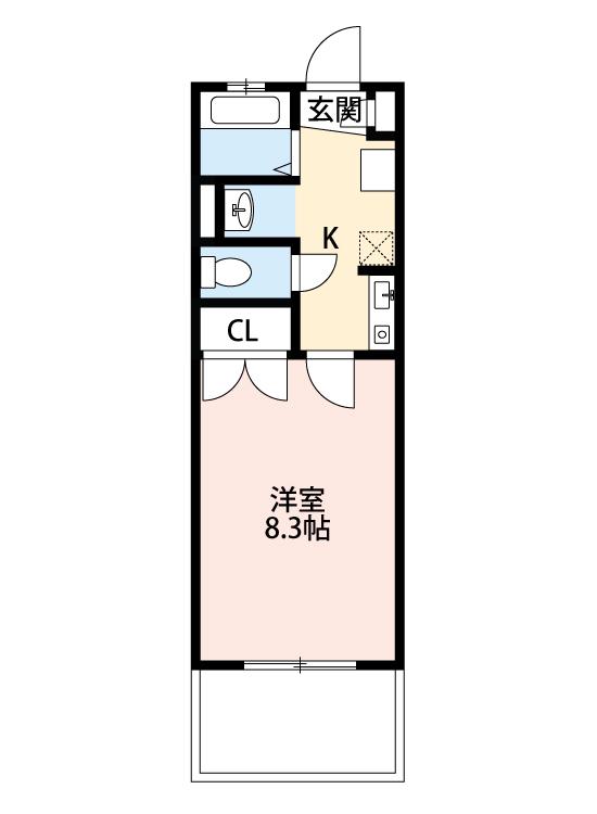 レークハヤIII(1K/2階)の間取り写真