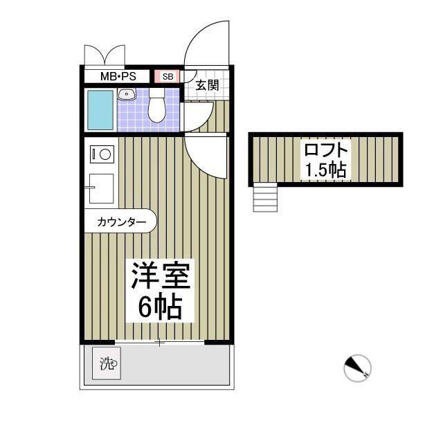 ベルピア北本2(ワンルーム/1階)の間取り写真