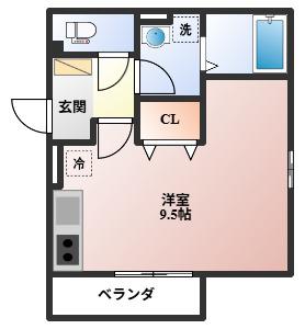 カメリア(ワンルーム/2階)の間取り写真