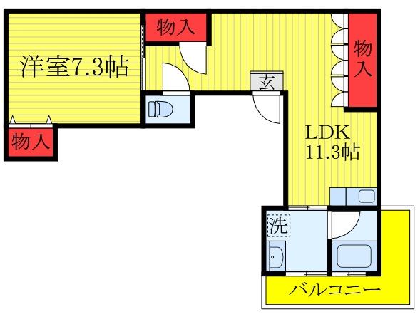 小石川ヒルズ(1LDK/1階)の間取り写真