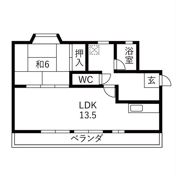 モア豊明 B棟(1LDK/4階)の間取り写真