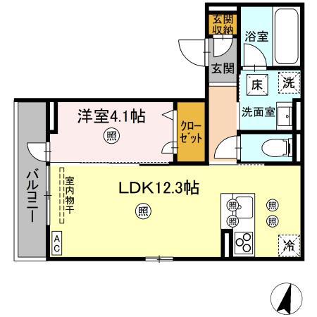 シャルレーヌ(1LDK/1階)の間取り写真