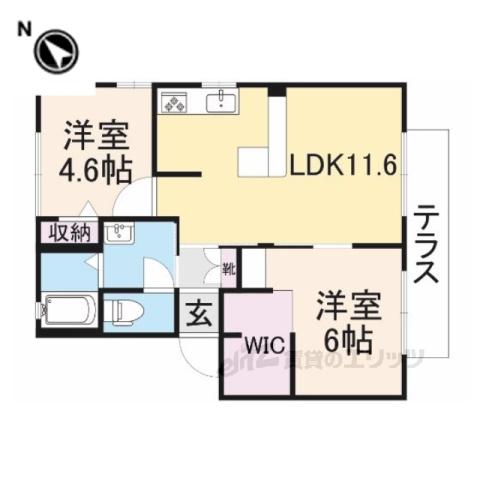 カサベルデA(2LDK/2階)の間取り写真