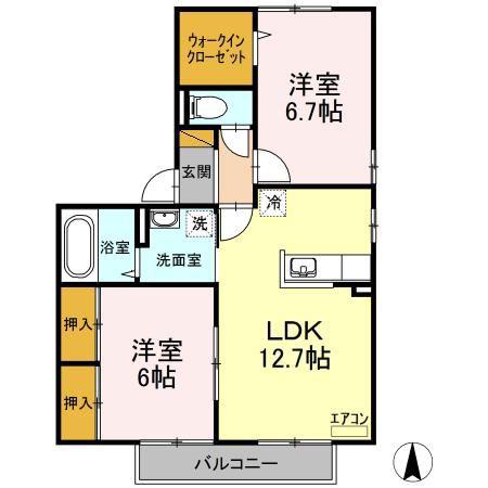 グランドソレイユ(2LDK/2階)の間取り写真