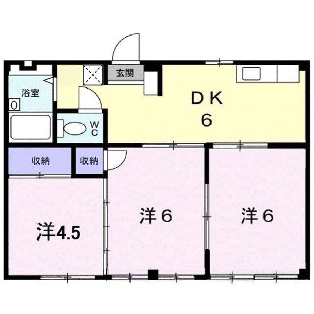 小畠ハイツA(3DK/2階)の間取り写真