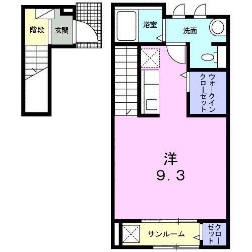 コンフォールつかさB(ワンルーム/2階)の間取り写真